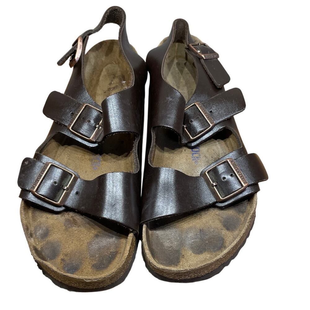 Birkenstock Dark Brown Leather Two-Strap Men's Sandals